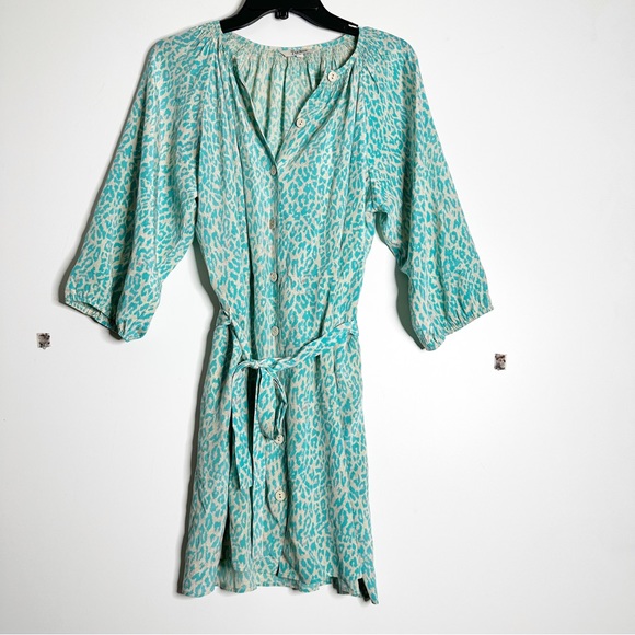 Tucker silk button front long sleeve belted dress - Picture 1 of 5